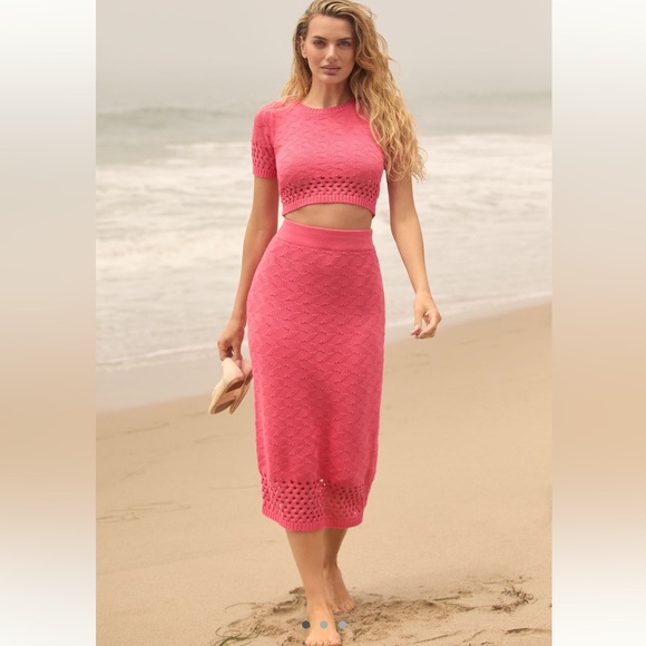 Peixoto Dresses & Skirts - NWT Anthropologie Peixoto Leni Knit Midi Skirt Pink Sz Large